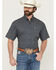 Image #1 - Cinch Men's Geo Print Short Sleeve Button-Down Performance Stretch Western Shirt, Navy, hi-res