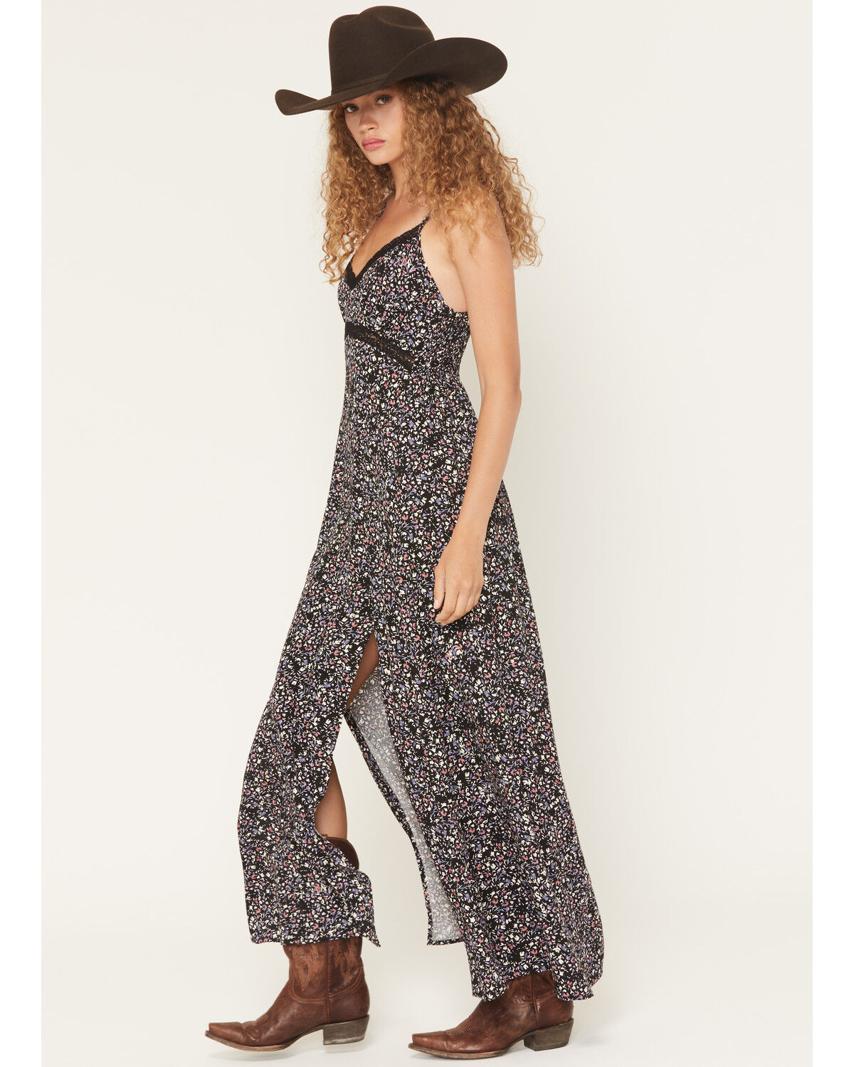 Image #2 - Idyllwind Women's Karah Ditsy Floral Print Sleeveless Maxi Dress, Black, hi-res