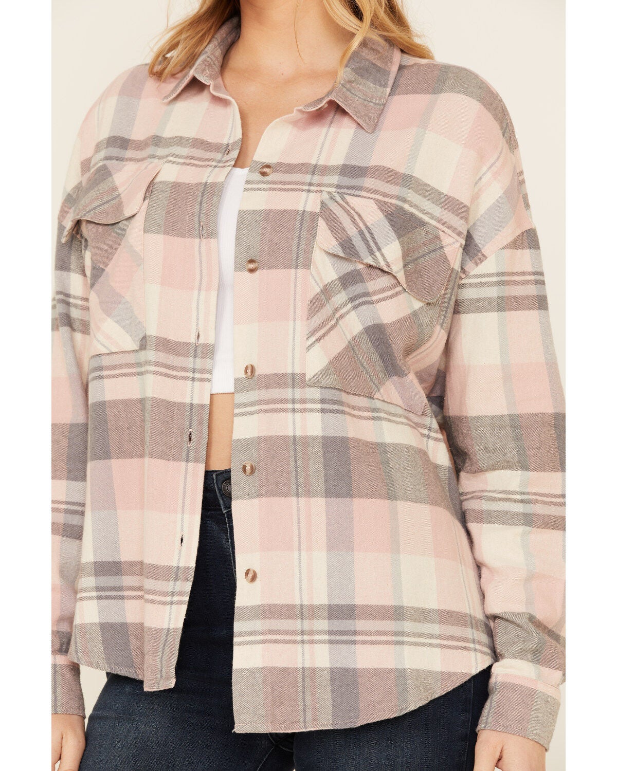 pink flannel jacket