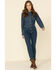 Image #2 - Wrangler Women's Dark Wash Long Sleeve Pearl Snap Denim Western Shirt, Blue, hi-res