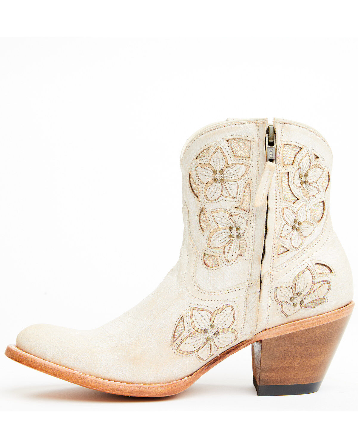 Image #3 - Shyanne Women's Lily Floral Embroidered Western Fashion Booties - Round Toe, Off White, hi-res