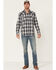 Moonshine Spirit Men's Talum Plaid Long Sleeve Snap Western Shirt , Navy, hi-res