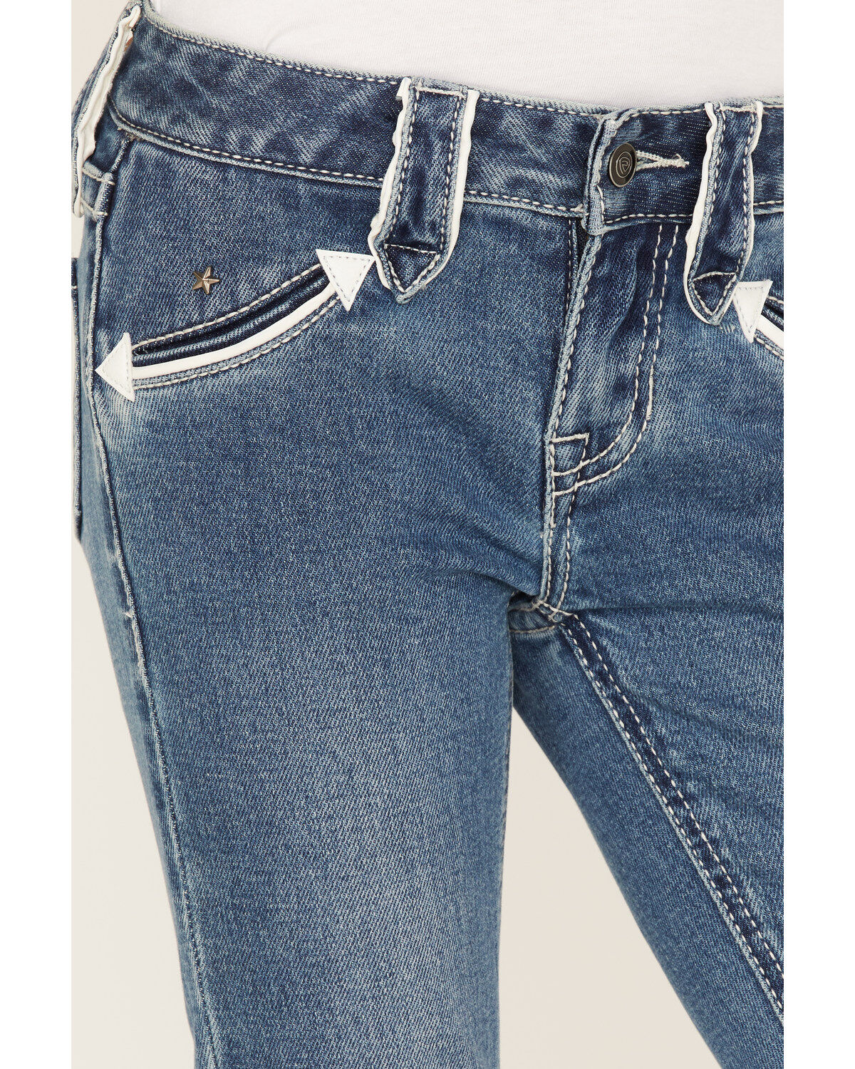 Image #2 - Rock & Roll Denim Little Girls' Medium Wash Arrow Pocket Trouser Jeans, Medium Wash, hi-res