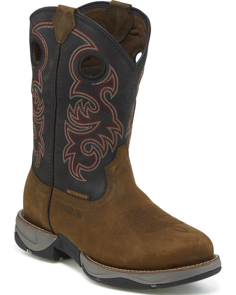Tony Lama Men's Junction Brown Waterproof Western Work Boots - Steel