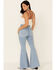 Grace in LA Women's Southwestern Flare Leg Jeans, Light Blue, hi-res
