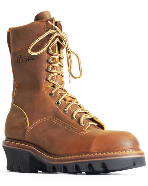 Image #1 - Silverado Men's Lace-Up Logger Work Boots - Soft Toe, Tan, hi-res