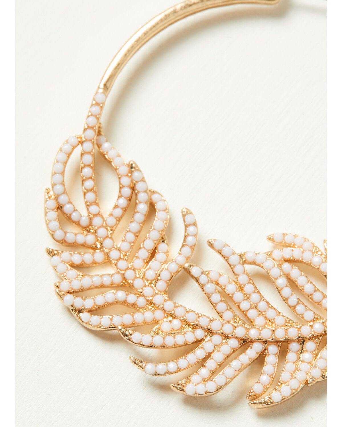 Image #2 - Lainey Wilson Women's Feather Hoop Earrings, Gold, hi-res