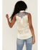 Panhandle Women's Satin Sleeveless Paisley Yoke Western Shirt, Ivory, hi-res