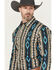 Image #2 - Wrangler Men's Checotah Southwestern Print Long Sleeve Snap Western Shirt - Tall, Teal, hi-res