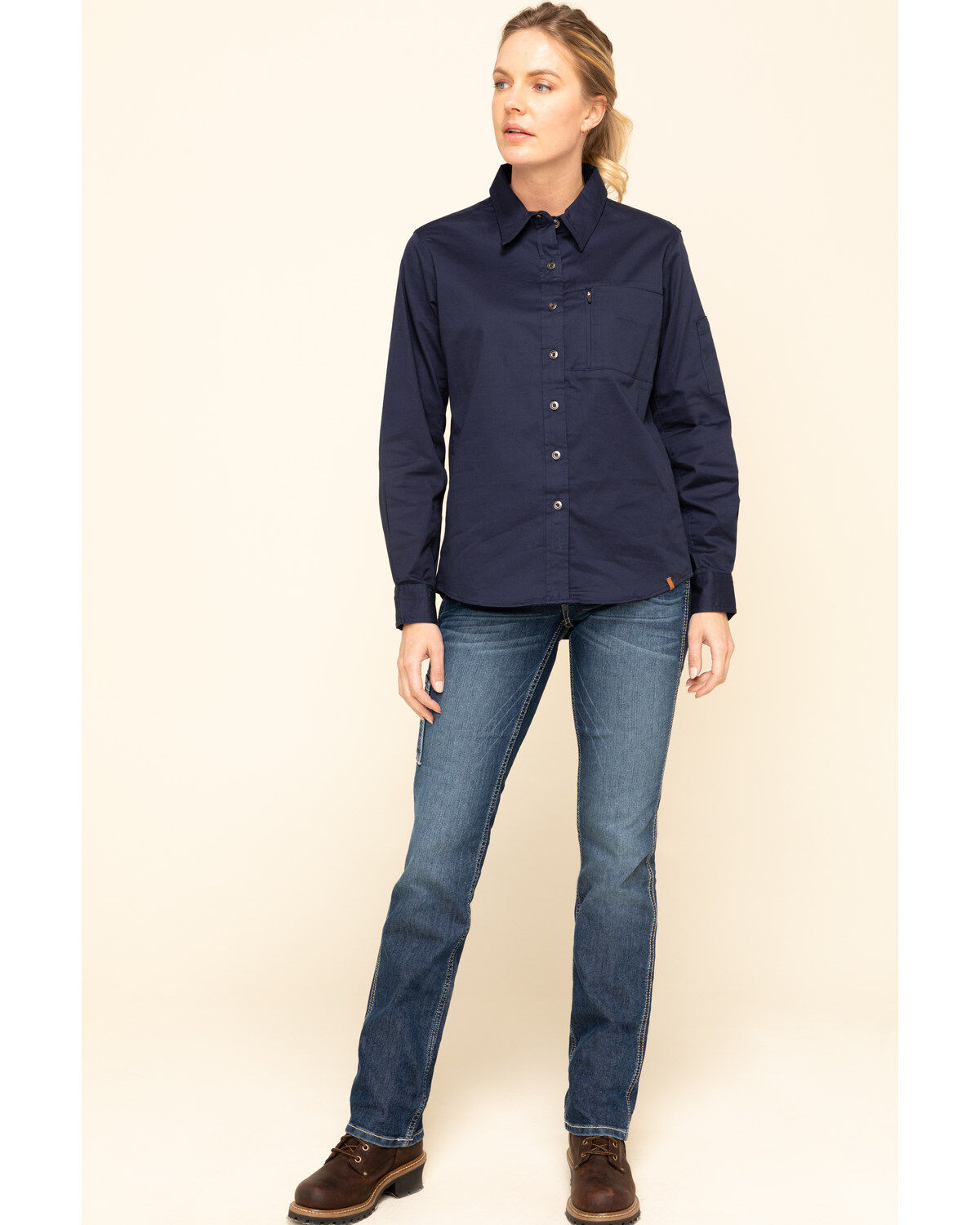 Image #6 - Ariat Women's Rebar Mid Rise Durastretch Nightride Riveter Work Straight Jeans, Blue, hi-res