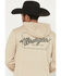 Image #4 - Wrangler Men's Boot Barn Exclusive Barbed Wire Logo Graphic Hooded Sweatshirt, Tan, hi-res