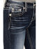 Image #4 - Miss Me Women's Dark Wash Mid Rise Fleur de Lis Bootcut Stretch Denim Jeans, , hi-res