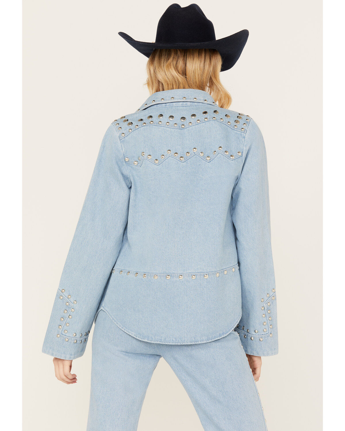 Image #4 - Understated Leather Women's Bluegrass Studded Denim Western Jacket, Blue, hi-res