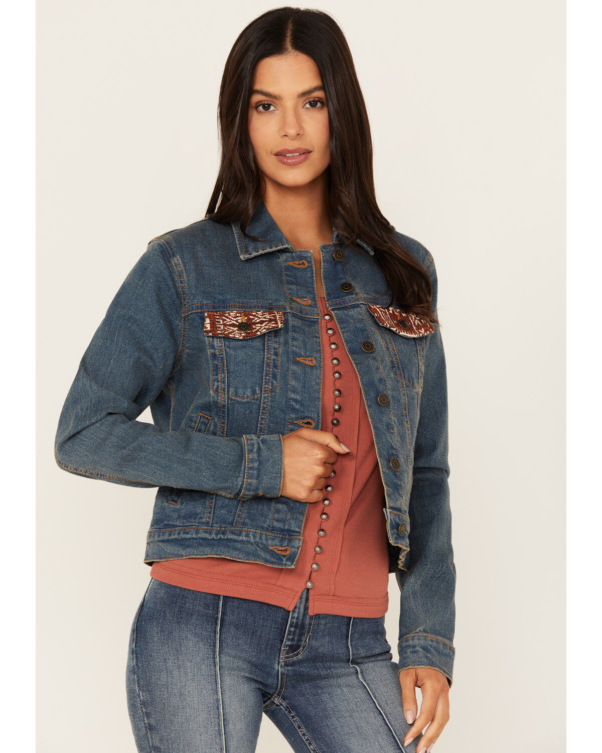 Image #2 - Idyllwind Women's Capri Beaded Back Denim Trucker Jacket, , hi-res