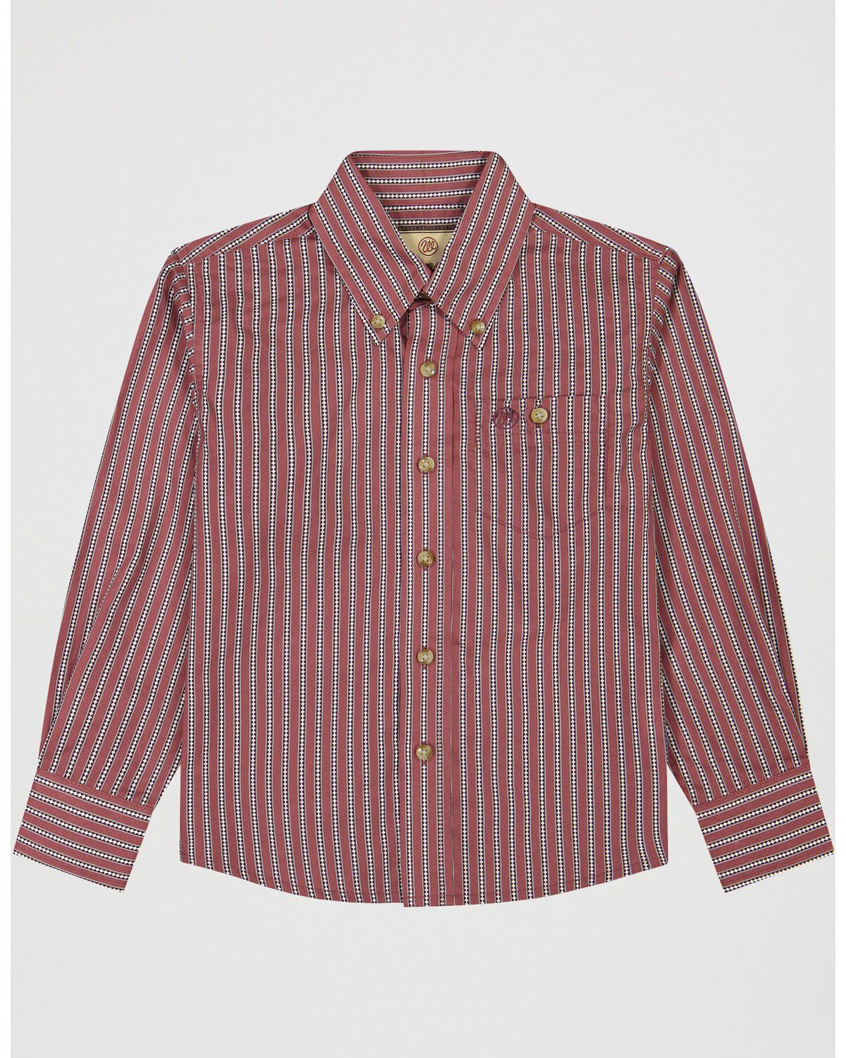 Image #1 - Wrangler Boys' Striped Print Long Sleeve Button-Down Western Shirt, Red, hi-res