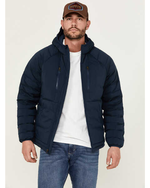 Brothers & Sons Men's Down Hooded Jacket, Blue, hi-res