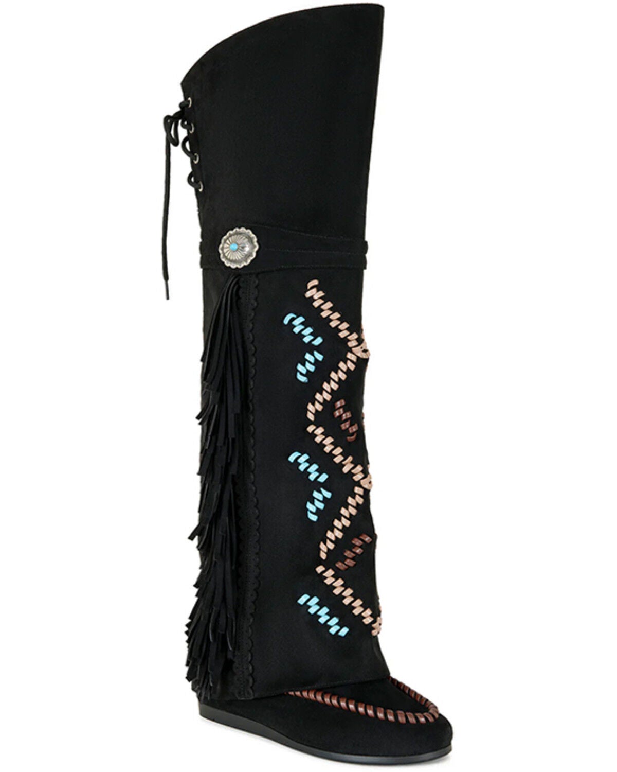 Azalea Wang Women's Edmund Moccasin Boot - Moc Toe, Black, hi-res