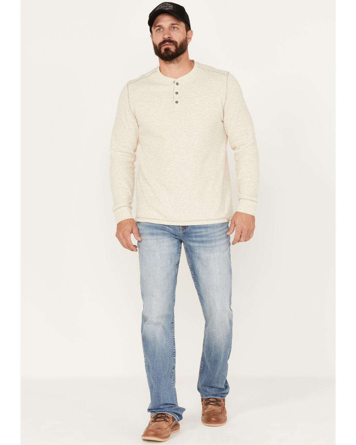 Image #1 - Moonshine Spirit Men's Fire Water Wash Decker Slim Straight Stretch Denim Jeans, Light Medium Wash, hi-res