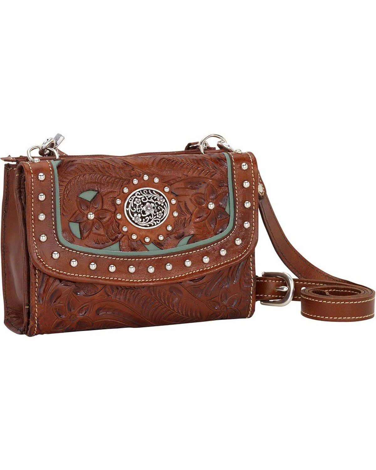 American West Lady Lace Crossbody Bag, Brown, hi-res
