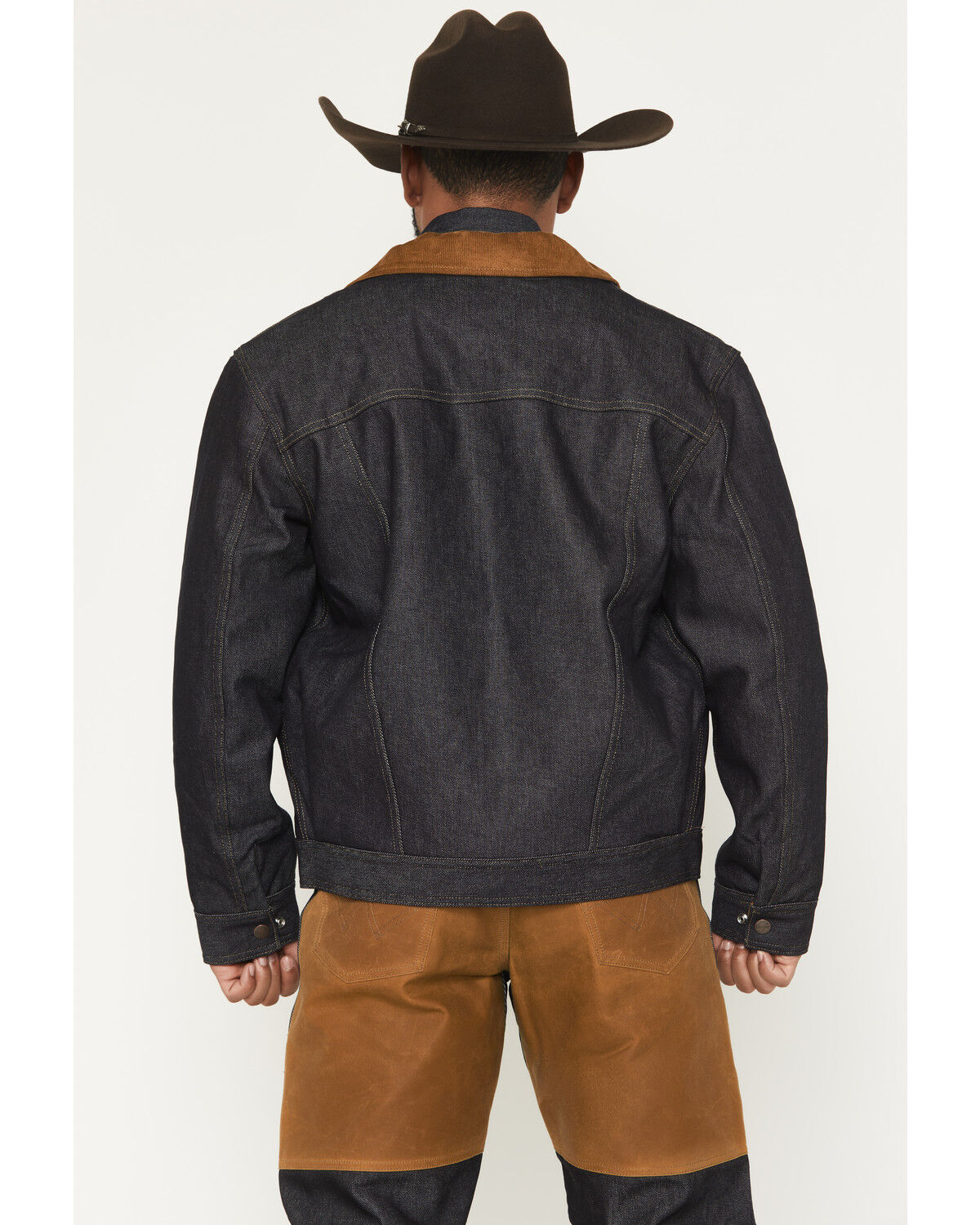 Image #4 - Wrangler X Filson Men's Sherpa Lined Denim Trucker Jacket, Indigo, hi-res
