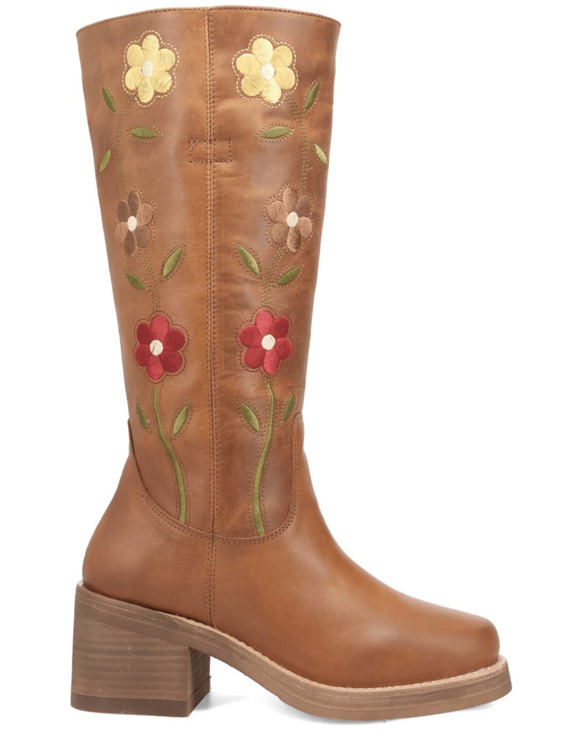 Image #2 - Dingo Women's Floral Bloom Fashion Boots - Round Toe, Tan, hi-res
