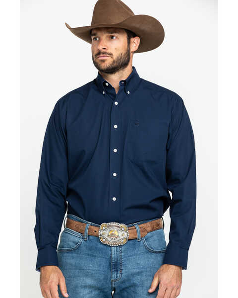 Ariat Men's Wrinkle Free Button Long Sleeve Western Shirt, Navy