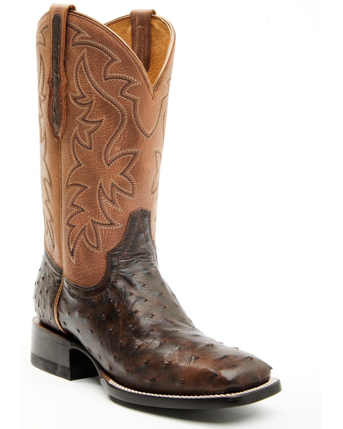 Shyanne Women's Mia Exotic Full Quill Ostrich Western Boots - Broad Square Toe, Chocolate, hi-res