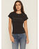 Image #1 - Wrangler Women's Long Live Cowboys Rhinestone Short Sleeve Tee, Black, hi-res
