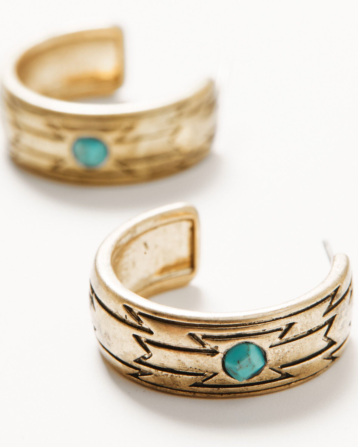 Image #2 - Lainey Wilson Women's Southwestern Hoop Earrings, Gold, hi-res
