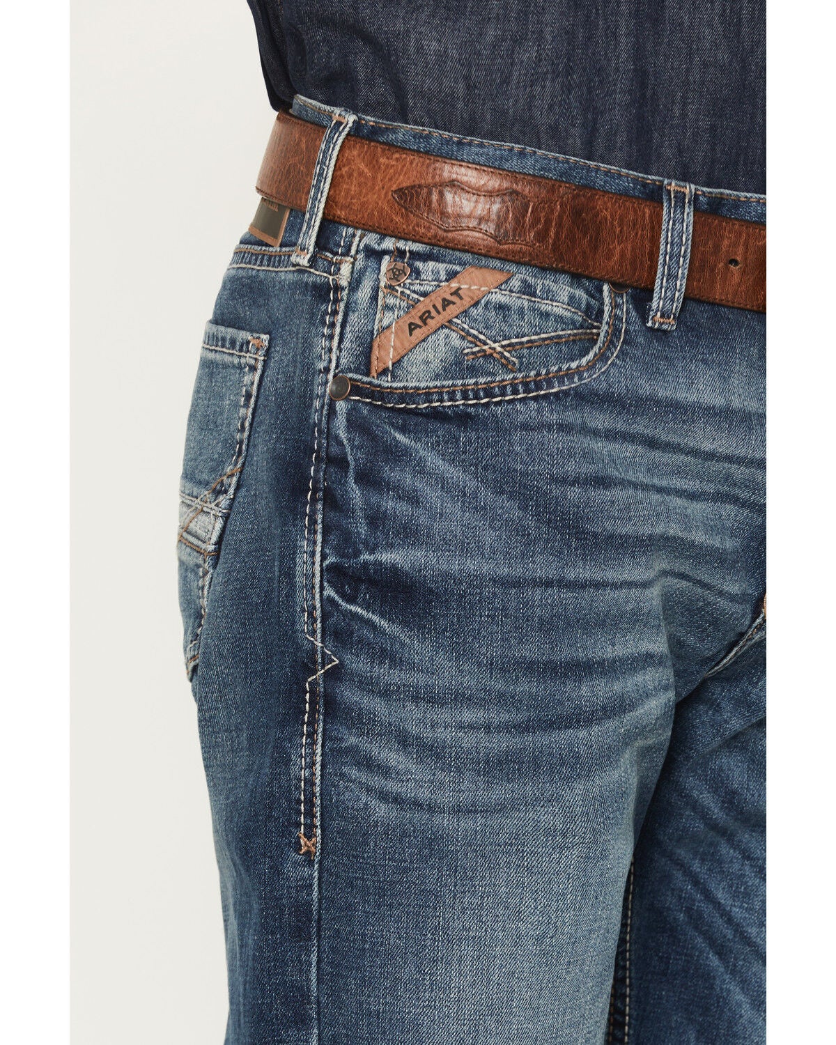 Image #2 - Ariat Men's M7 Rocker Summit Dark Wash Stackable Slim Straight Stretch Denim Jeans, Indigo, hi-res