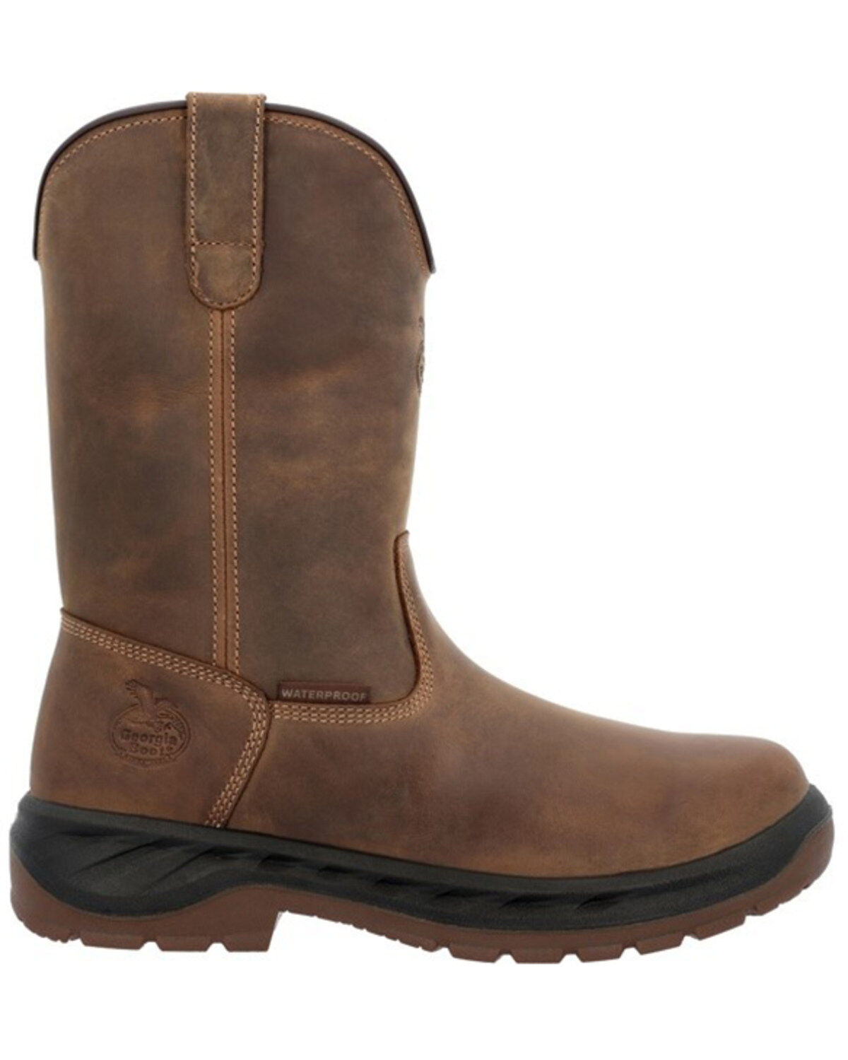 Image #2 - Georgia Boot Men's Waterproof Pull On Work Boot - Round Toe, Brown, hi-res