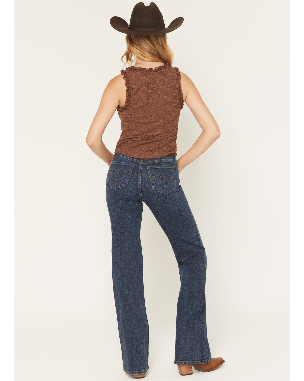 Image #3 - Shyanne Women's Balsam Dark Wash High Rise Slim Cuffed Wide Leg Stretch Denim Jeans, Dark Wash, hi-res