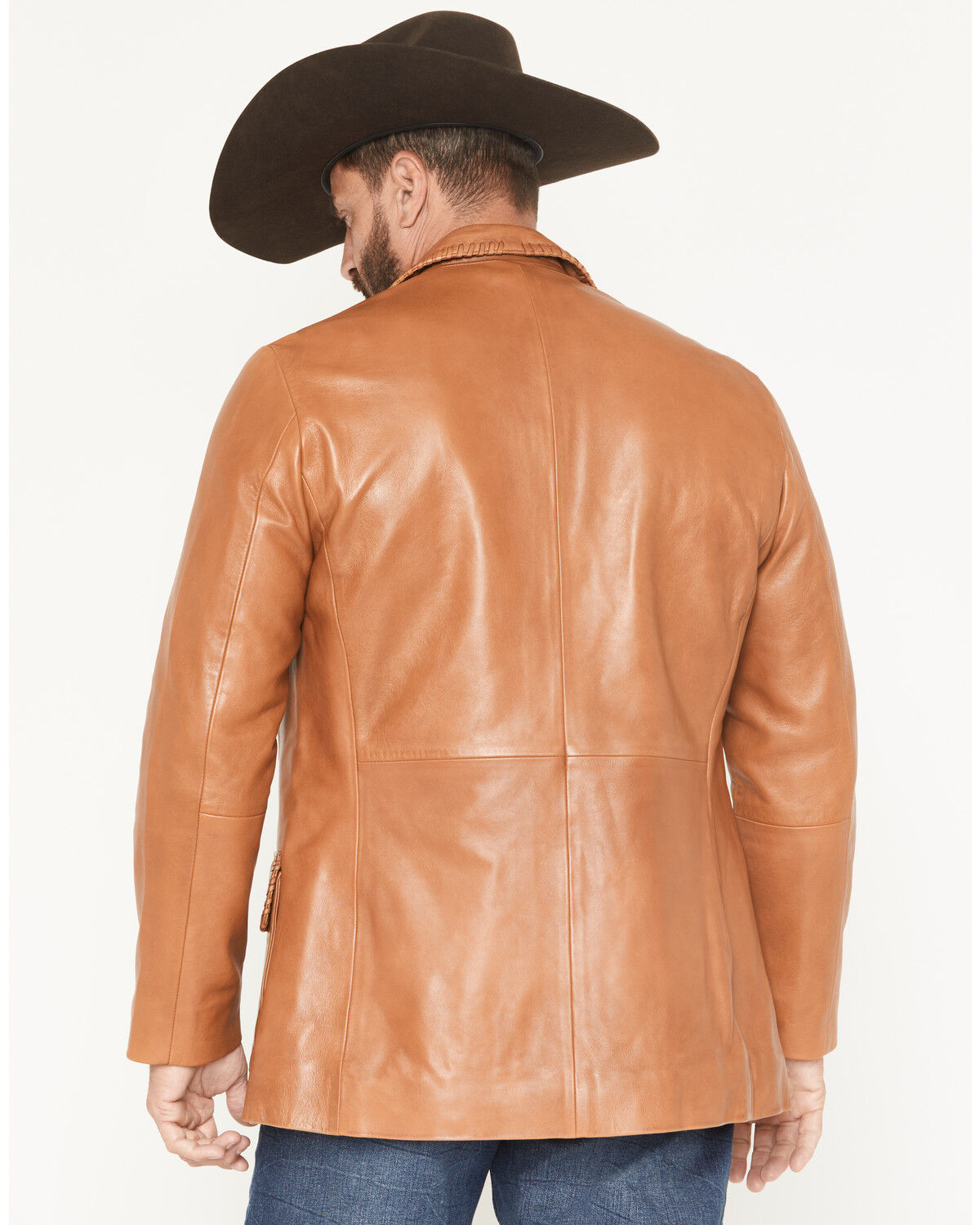 Image #4 - Scully Men's Leather Whip Stitch Blazer, Tan, hi-res