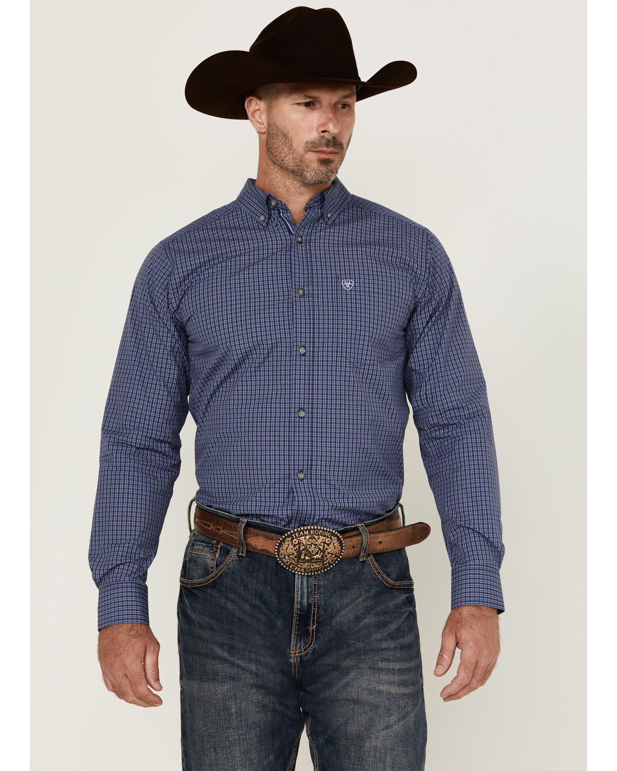 Image #1 - Ariat Men's Calvin Plaid Print Long Sleeve Button-Down Western Shirt, , hi-res