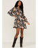 Image #1 - Revel Women's Floral A-Line Mini Dress, Black, hi-res