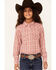 Ariat Girls' Antique Rubia Plaid Long Sleeve Snap Western Shirt , Blush, hi-res