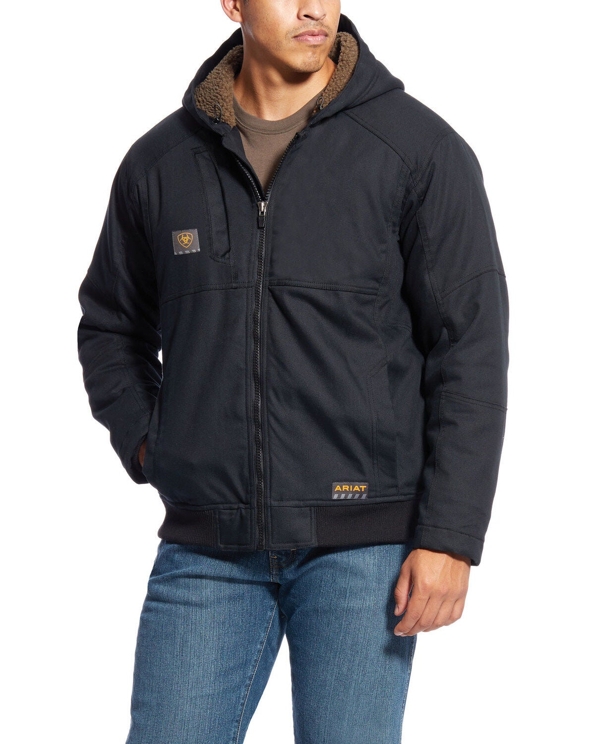 Ariat Men's Rebar DuraCanvas Hooded Jacket - Tall, Black, hi-res