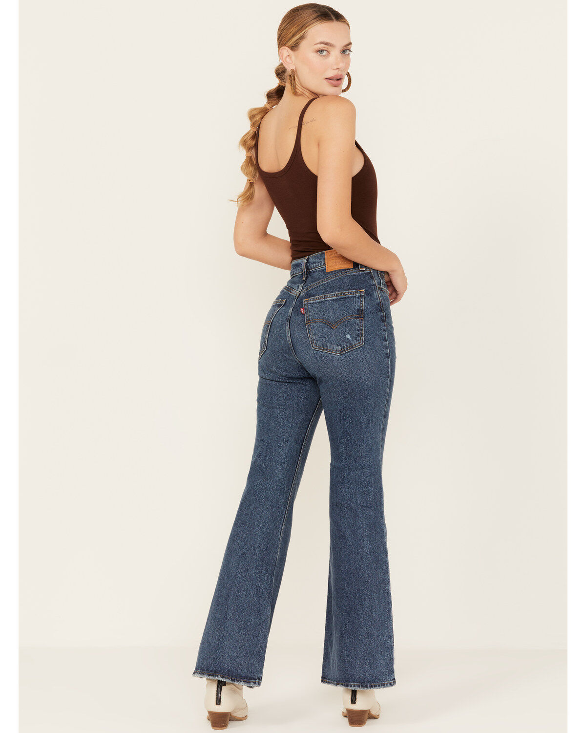 Image #3 - Levi's Premium Women's Dark Wash 70s High Rise Stretch Flare Jeans, Dark Wash, hi-res
