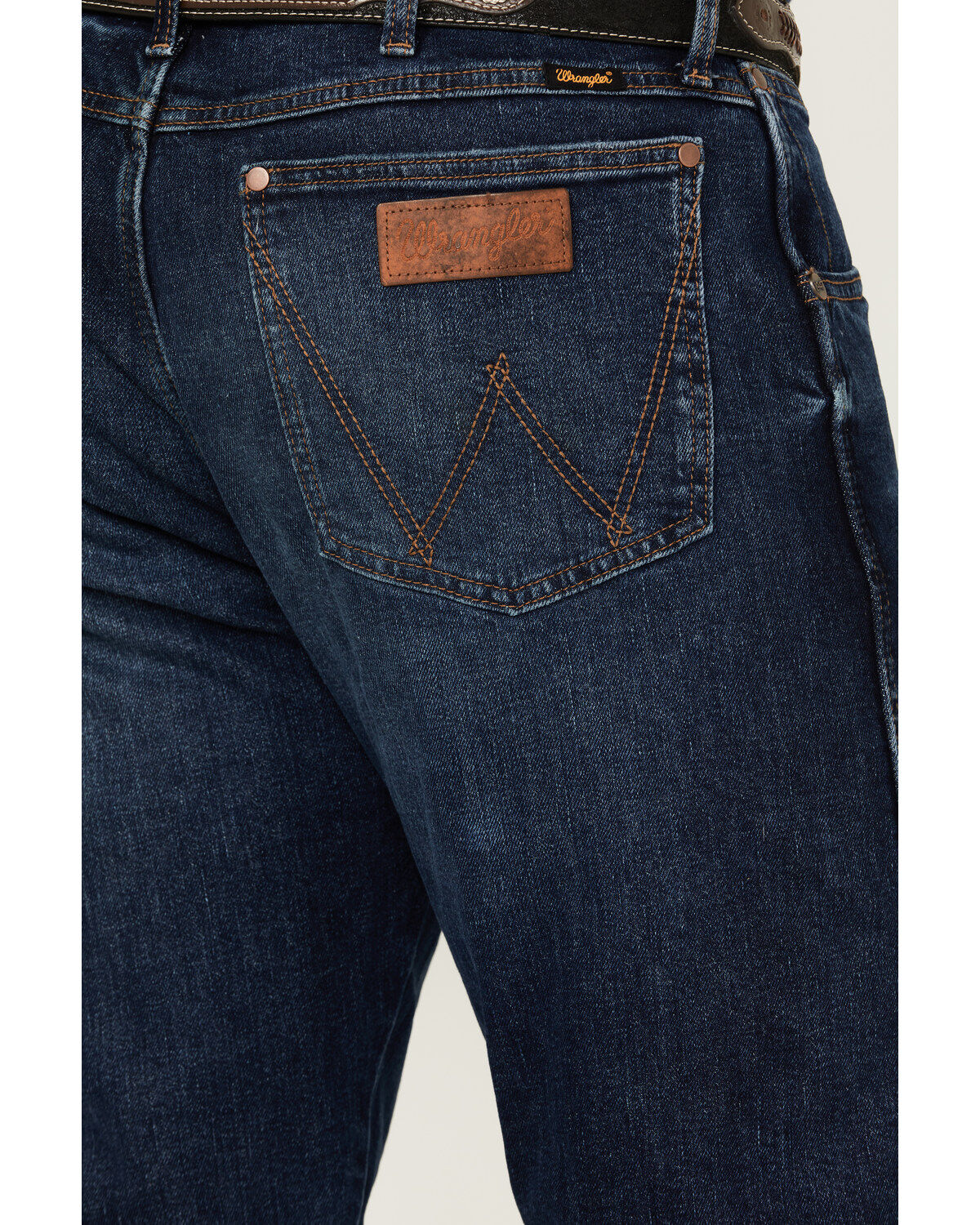 Image #4 - Wrangler Retro Men's Fenholloway Dark Wash Slim Bootcut Stretch Premium Green Jeans, , hi-res
