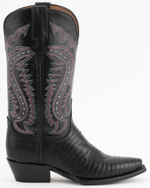 Image #2 - Ferrini Women's Lizard Western Boots - Snip Toe, Black, hi-res