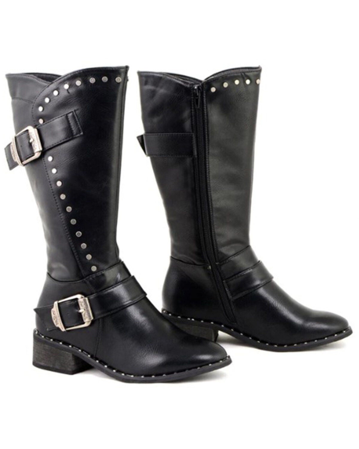 Milwaukee Leather Women's Studded Boots - Round Toe, Black, hi-res