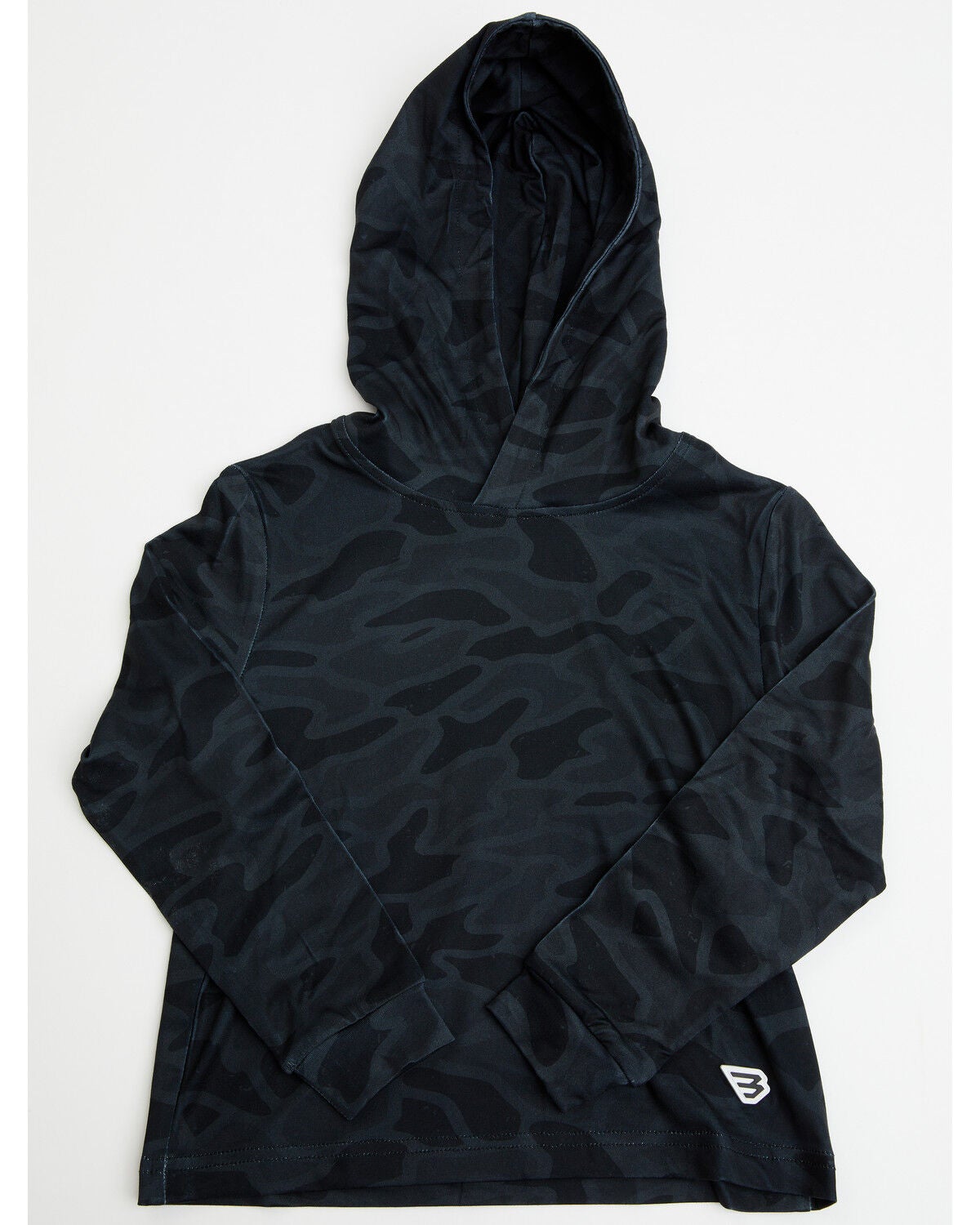Image #1 - Burlebo Boys' Toddler Camo Print Hooded Stretch Performance Shirt, Black, hi-res