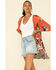 Image #1 - Patrons of Peace Women's Rust Floral Border Print Kimono, , hi-res