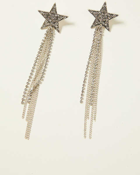 Idyllwind Women's Shooting Star Fringe Earrings, Silver, hi-res