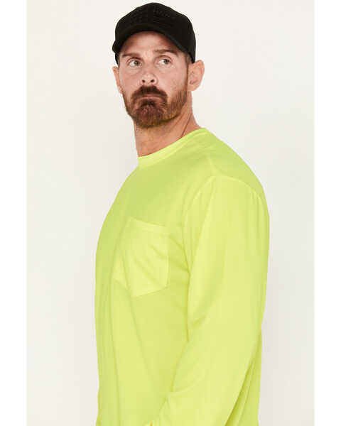 Image #3 - Hawx Men's High-Visibility Long Sleeve Work Shirt, Yellow, hi-res