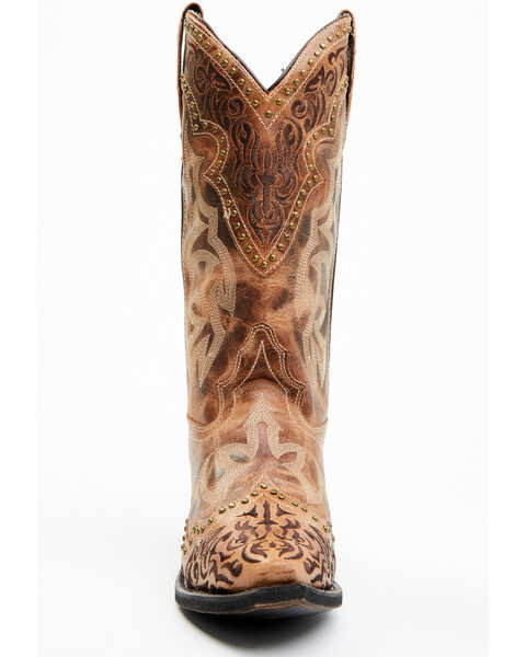 Image #4 - Laredo Women's Braylynn Studded Leather Western Performance Boots - Snip Toe, Lt Brown, hi-res