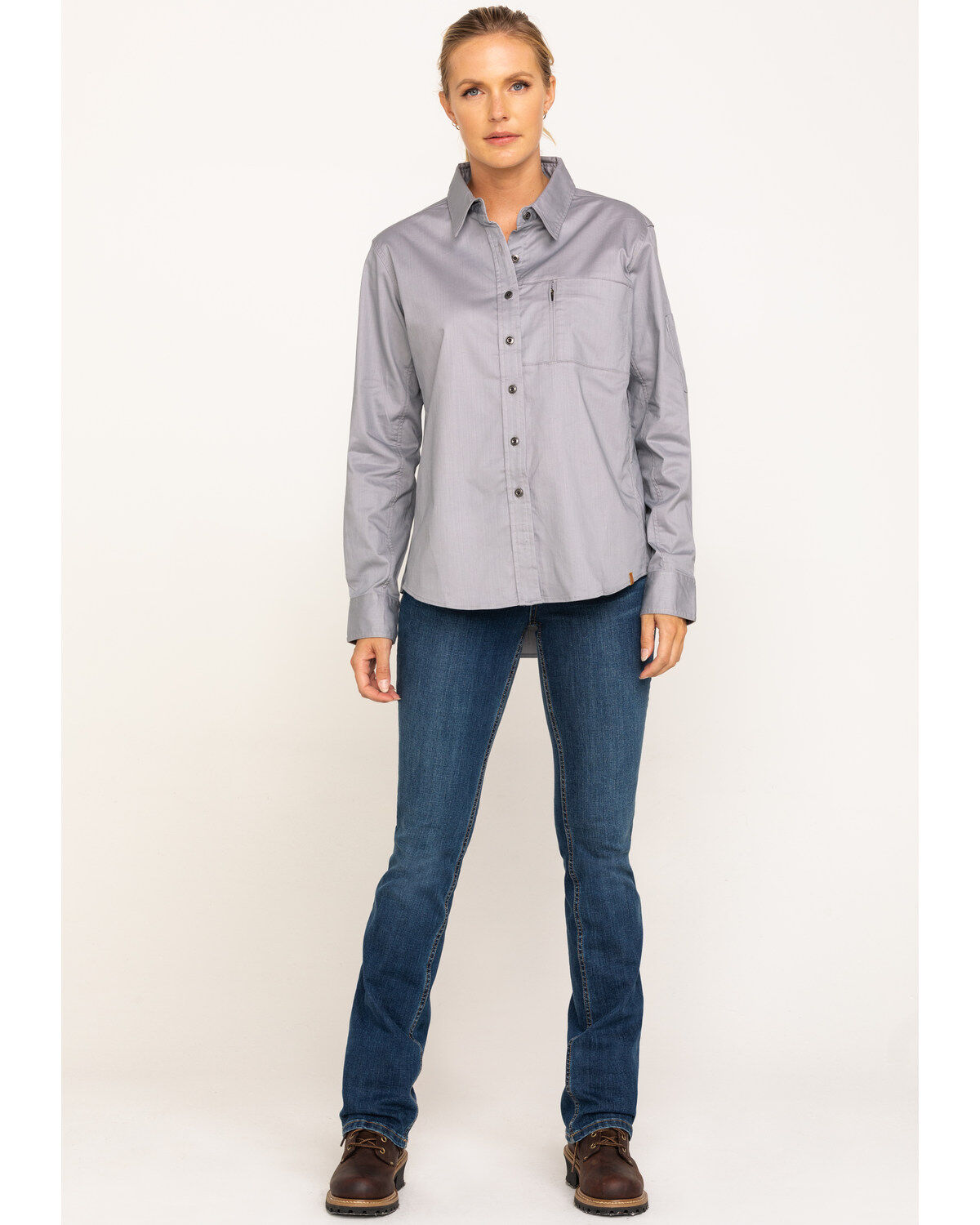 Image #6 - Wrangler Riggs Women's Alloy Grey Long Sleeve Work Shirt, , hi-res