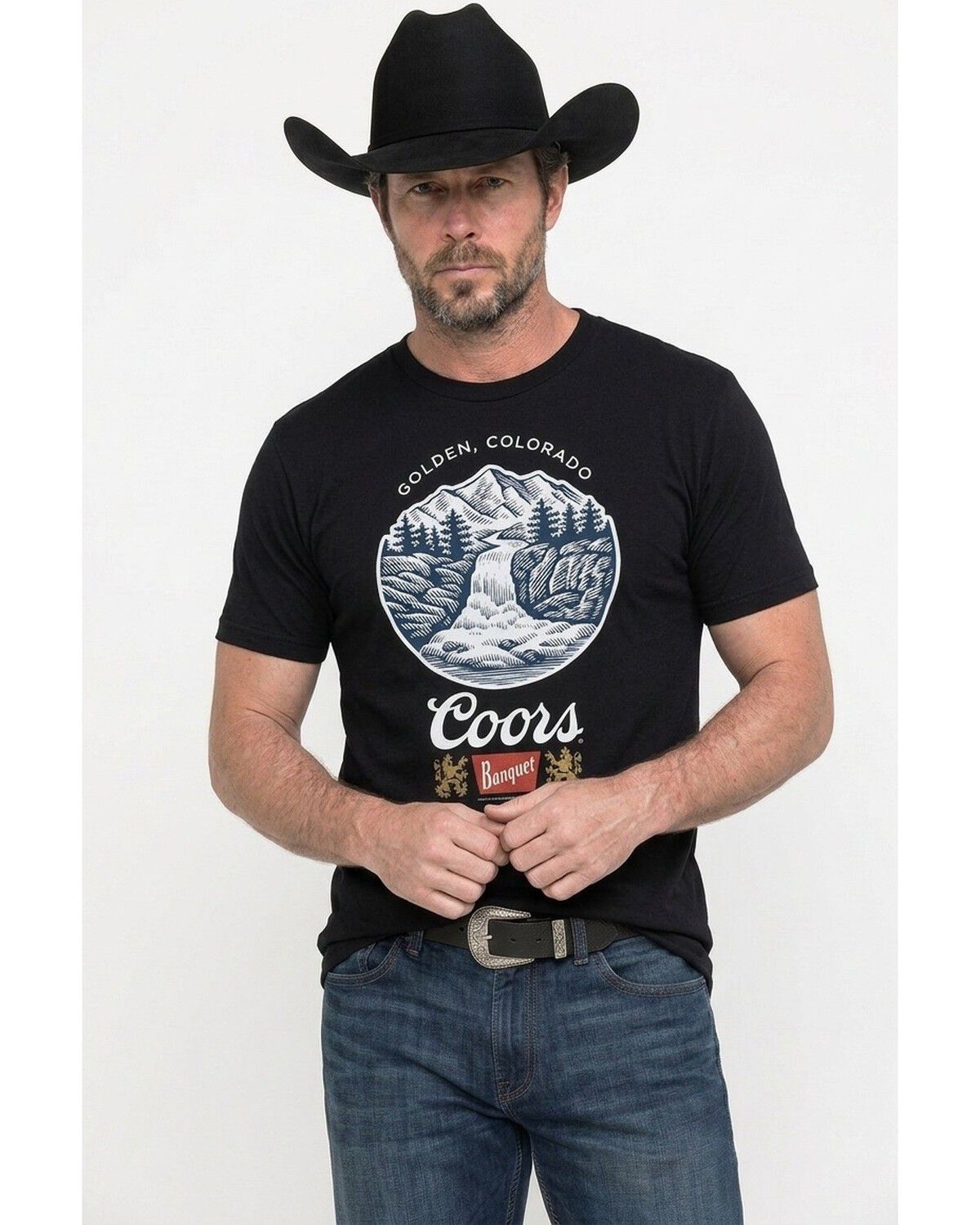Image #1 - Coors Men's Banquet Outdoors Short Sleeve Graphic T-Shirt, Black, hi-res