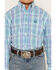 Panhandle Boys' Grid Plaid Print Long Sleeve Button Down Western Shirt, Turquoise, hi-res