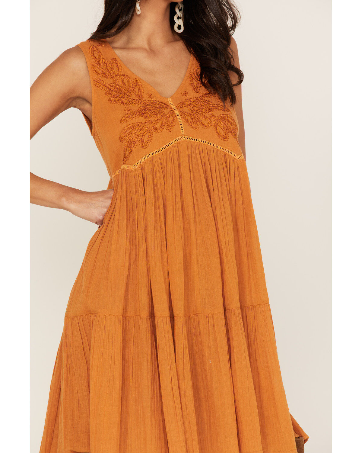 Image #3 - Talisman Women's Athena Embroidered Mini Dress, Orange, hi-res
